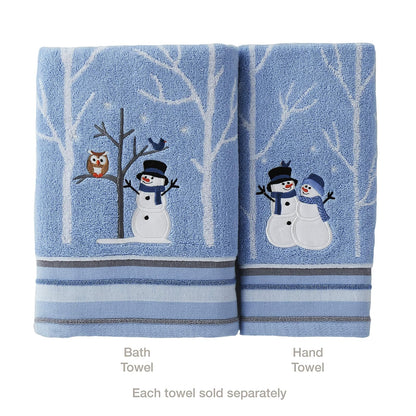 SKL Home - Juego de 2 Toallas de Mano de muñeco de Nieve para Navidad, para baño, Cocina y Regalo, Color Azul