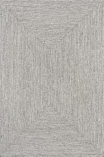 nuLOOM HJFV01C, Alfombra Trenzada para Interiores y Exteriores, Gris Claro/Sal y Pimienta, 61 x 91.4 cm