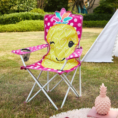 Heritage Kids - Silla Plegable de piña para niños, Silla de Playa para Interiores y Exteriores, con Bolsa de Transporte, Divertido diseño figural, a Partir de 6 años, portátil y Ligero