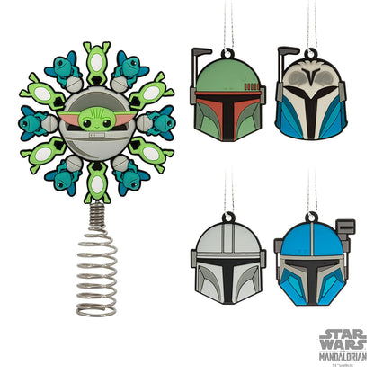 Hallmark Star Wars: The Mandalorian - Decoración para árbol de Navidad en Miniatura de 5 Pulgadas y Mini Adornos de 1.7 Pulgadas, Juego de 5 Adornos inastillables, 4 de Mayo
