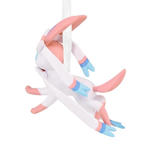 Hallmark - Adornos de Navidad de Pokémon Sylveon, Regalos para Jugadores | Construcción de plástico duradero, accesorio de suspensión para exhibición, artículo individual, 1 x 3 pulgadas