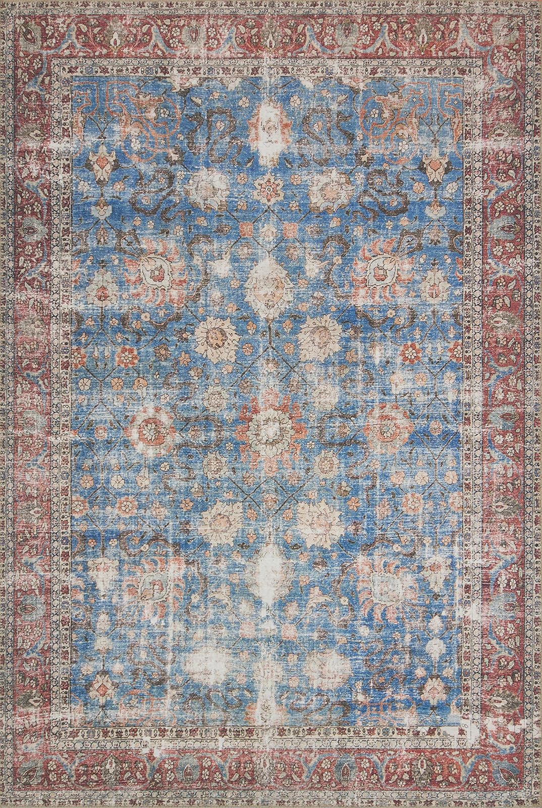 Loloi Tapete Tejido Estilo Vintage, Colección Loren - Blue - Brick - 3'9" x 2'3" (Rectangular)