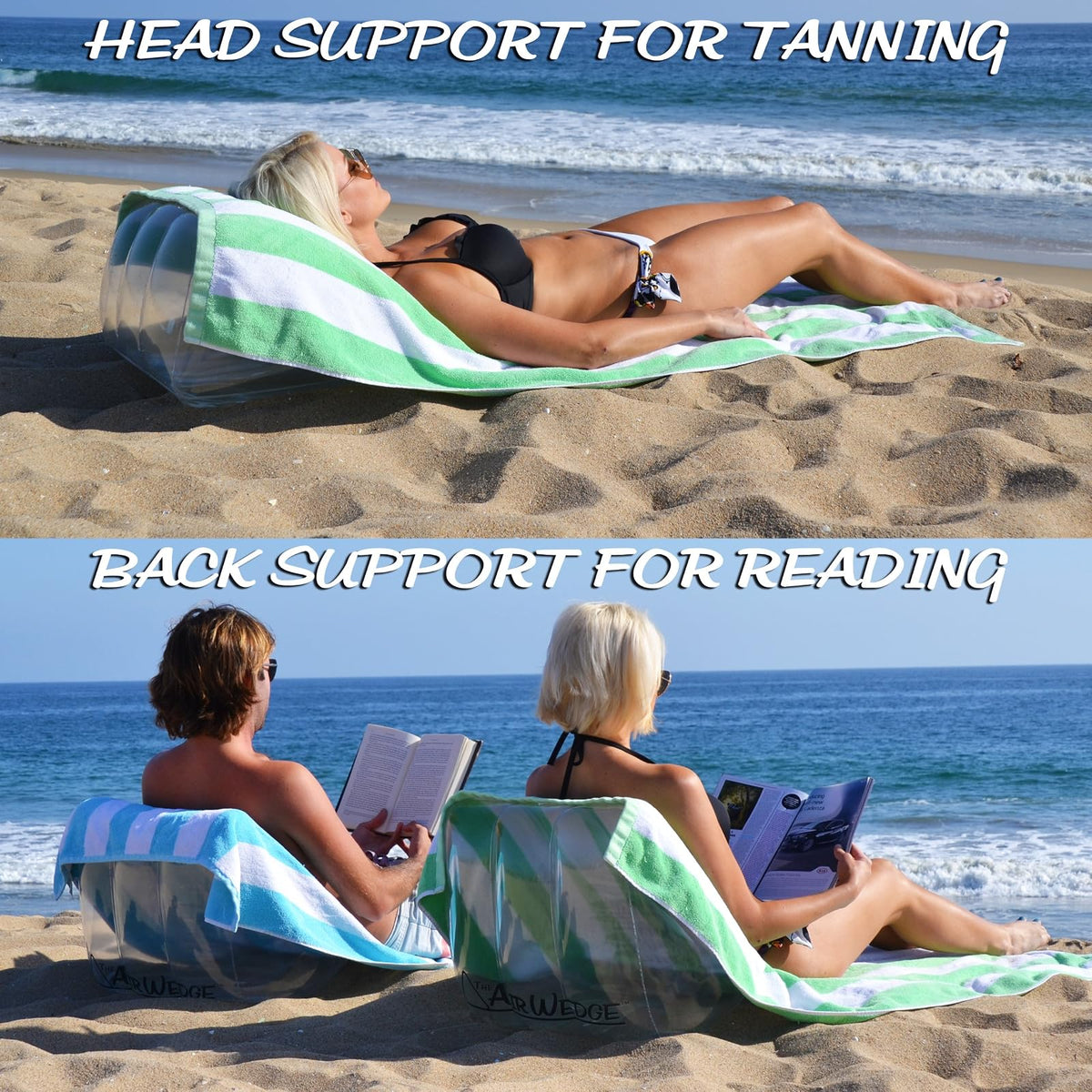 GoFloats AirWedge - Silla de Playa Inflable – Relájate con la Comodidad del Aire (Paquete de 2)