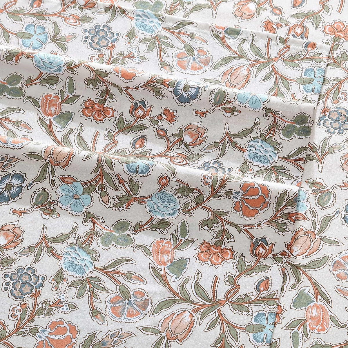 Wrangler - Juego de sábanas de Cama Queen, Sedoso y Ligero, sábanas de Cama Floral, Inspirado en la Piedra Amarilla, Esenciales para recámara (Beige Floral hacia el Oeste, Queen)