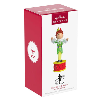 Hallmark - Adorno de Navidad 2025, colección de Elfos, Amigo del Elfo, con luz y Sonido, Regalos de película de Navidad