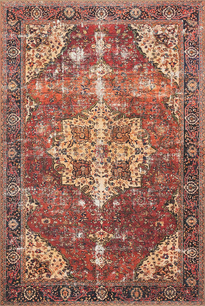 Loloi Tapete Tejido Estilo Vintage, Colección Loren - Red - Navy - 3'9" x 2'3" (Rectangular)