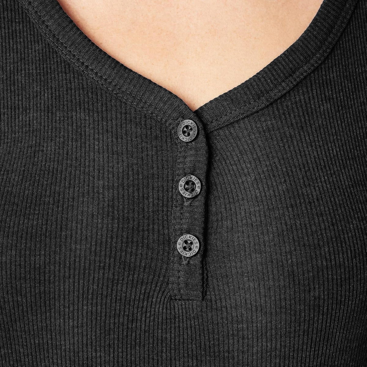Dickies Playera Henley de Manga Larga con 3 Botones. Playera Henley para Mujer