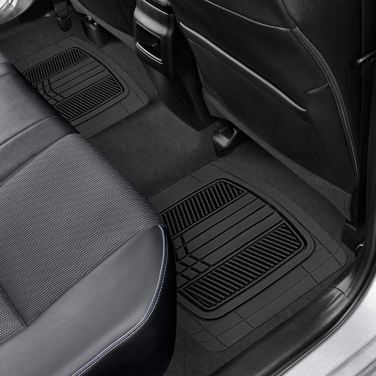 Motor Trend DualFlex™ - Alfombrillas de Goma Impermeables para Todo Tipo de Clima, 4 Piezas Deportivas con diseño de Dos Tonos para Automóvil, Todoterreno y Camiones, Protector de Alfombra de Automóvil