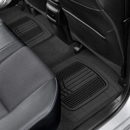 Motor Trend DualFlex™ - Alfombrillas de Goma Impermeables para Todo Tipo de Clima, 4 Piezas Deportivas con diseño de Dos Tonos para Automóvil, Todoterreno y Camiones, Protector de Alfombra de Automóvil